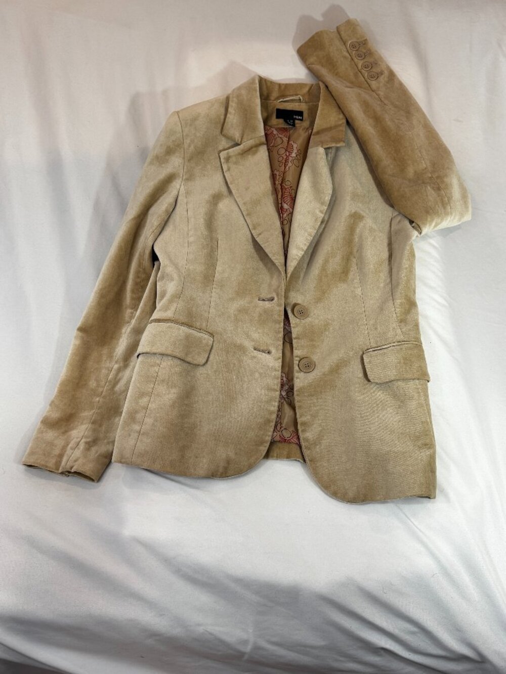 H&M Tan Velvet Blazer Size 6